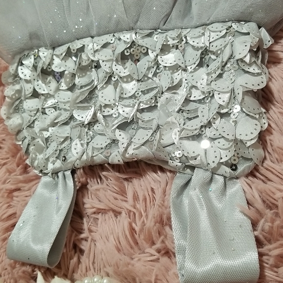 Popatu Toddler Girl's Dress Sequined Glittery Metallic Silver Gray Size 2 - Picture 4 of 10